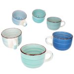 6er Set BLUE Jumbobecher mit Henkel für 6 Personen aus Steingut - 24327029_Bild_2