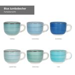 6er Set BLUE Jumbobecher mit Henkel für 6 Personen aus Steingut - 24327029_Bild_5