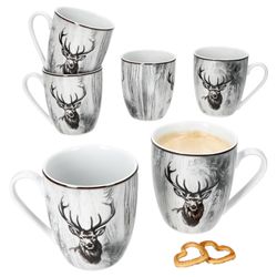 01-162751-MamboCat-Alois-Hirsch-Kaffeebecher-6er-Set-Deko.jpg 6er Set Kaffeebecher mit Henkel ALOIS Porzellan für 6 Personen_Bild_1