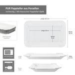 6er Set PUR Pappteller groß rechteckig aus Porzellan weiß - 24302119_Bild_5