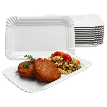 12er Set PUR Pappteller groß rechteckig aus Porzellan weiß - 24302119_Bild_1