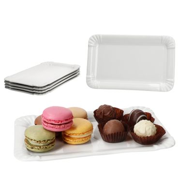 6er Set PUR Pappteller klein rechteckig aus Porzellan weiß - 24302118_Bild_1