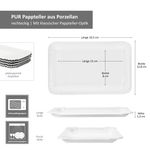 6er Set PUR Pappteller klein rechteckig aus Porzellan weiß - 24302118_Bild_6