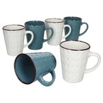 6er Set ROME Weiß & Blau Kaffeebecher mit Henkel für 6 Personen aus Steingut - 3x 24323292 & 3x 24323268_Bild_2