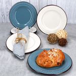 6er Set ROME Weiß & Blau Kuchenteller für 6 Personen aus Steingut - 3x 24323280 & 3x 24232356_Bild_3