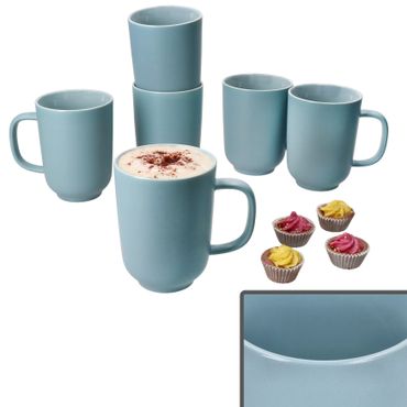6er Set Jasper Graublau Kaffeebecher aus Steingut - 414110_Bild_1