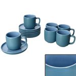 6er Set Jasper Ozeanblau Espressotassen mit Untertassen aus Steingut - 6x 414318 & 6x 414332_Bild_2