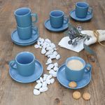 6er Set Jasper Ozeanblau Espressotassen mit Untertassen aus Steingut - 6x 414318 & 6x 414332_Bild_3
