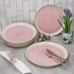 6er Set REACTIVE GLAZE PARIS Speiseteller Creme & Pink aus Steingut_Bild_5