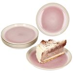 6er Set REACTIVE GLAZE PARIS Kuchenteller Creme & Pink aus Steingut_Bild_1