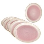 6er Set REACTIVE GLAZE PARIS Kuchenteller Creme & Pink aus Steingut_Bild_2