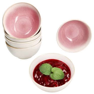 6er Set REACTIVE GLAZE PARIS Müslischale 14cm Creme & Pink aus Steingut_Bild_1