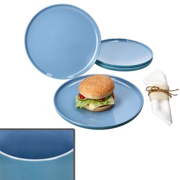 4er Set Jasper Ozeanblau Speiseteller aus Steingut - 414363_Bild_1