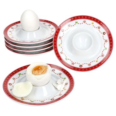6er Set Weihnachtstraum Eierbecher mit Ablage aus Porzellan für 6 Personen_Bild_1