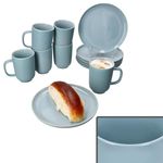 12tlg Frühstücksset Jasper Graublau für 6 Personen aus Steingut - 6x 414110 + 6x 414165_Bild_1