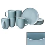 12tlg Frühstücksset Jasper Graublau für 6 Personen aus Steingut - 6x 414110 + 6x 414165_Bild_2