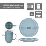 12tlg Frühstücksset Jasper Graublau für 6 Personen aus Steingut - 6x 414110 + 6x 414165_Bild_7