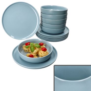 12tlg Tafelservice Jasper Graublau aus Steingut - 6x 414196 & 6x 414226_Bild_1