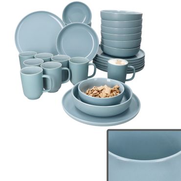 32tlg Kombiservice Jasper Graublau für 8 Personen aus Steingut - 8x 414110 + 8x 414196 + 8x 414219 + 8x 414226_Bild_1