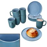 12tlg Frühstücksset Jasper Ozeanblau für 6 Personen aus Steingut - 6x 414271 + 6x 414356_Bild_1