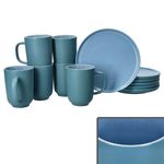 12tlg Frühstücksset Jasper Ozeanblau für 6 Personen aus Steingut - 6x 414271 + 6x 414356_Bild_2