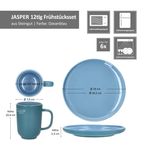 12tlg Frühstücksset Jasper Ozeanblau für 6 Personen aus Steingut - 6x 414271 + 6x 414356_Bild_7