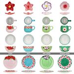 16tlg Frühstücksset FLORI FLOWER bunt für 4 Personen aus Steingut - 24307521_Bild_4