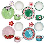 16tlg Frühstücksset FLORI FLOWER bunt für 4 Personen aus Steingut - 24307521_Bild_6