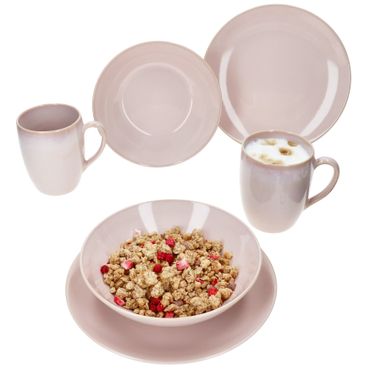 6tlg Frühstücksset OSSIA Tearose ROSA für 2 Personen aus Steingut - 582750_Bild_1