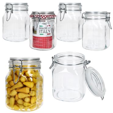 6er Set Einmachglas eckig Bügelverschluss PRIMA 1L - 17211020S_Bild_1