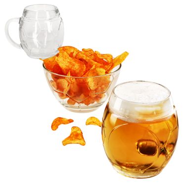 3tlg Set Fußball Gläser & Schale mit Henkel  – 14078145S_Bild_1