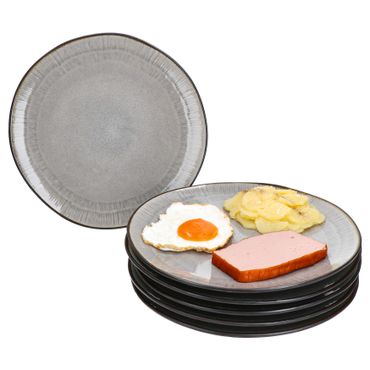6er Set Speiseteller Reactive Glaze Dark Cement für 6 Personen aus Steingut – 24321918_Bild_1