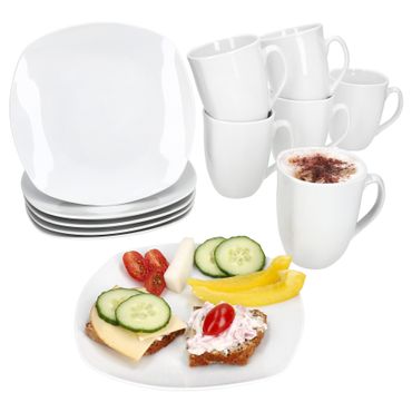 12tlg. Frühstücksservice LOTTA weiß Porzellan für 6 Personen_Bild_1