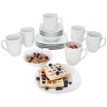 18tlg. Frühstücksservice LOTTA weiß Porzellan für 6 Personen_Bild_1