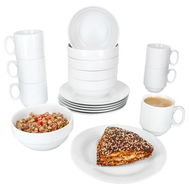 18tlg. Frühstücksservice TOMMY weiß Porzellan für 6 Personen_Bild_1