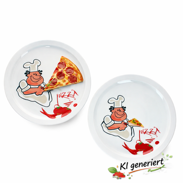 2er Set ALBERTO Pizzateller 30,5cm mit Comic-Pizzabäcker - 162701