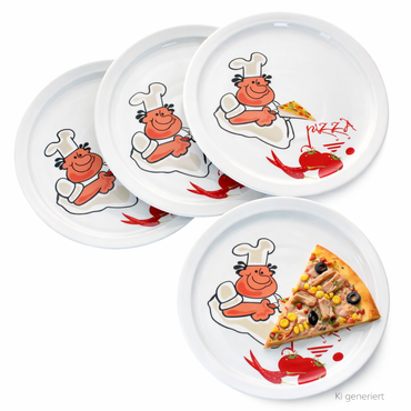 4er Set ALBERTO Pizzateller 30,5cm mit Comic-Pizzabäcker - 162701