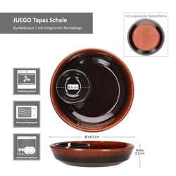06-240733-3-Torrent-Juego-Tapas-Schale-14cm-Oliven-Cazuela-dunkelbraun-Bemassung-METRO.jpg 2er Set JUEGO Ton-Tapas Schale Ø 14cm dunkelbraun - 240733.3_Bild_6