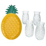 5tlg Party-Set PINA 4x Colada Gläser & 1x Teller mit Ananas-Relief – 1x PIYG3020 & 4x 992427_Bild_2