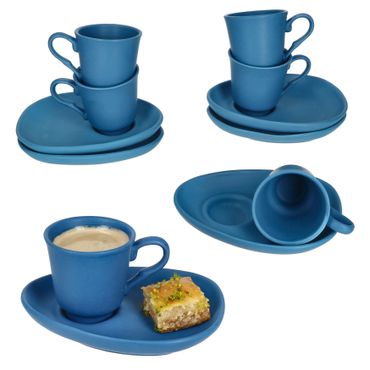 6er Set MOKKA Espressotassen mit Untertassen blau matt aus Porzellan – TT10676_Bild_1