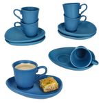 6er Set MOKKA Espressotassen mit Untertassen blau matt aus Porzellan – TT10676_Bild_1