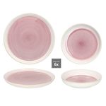 12tlg Tafelservice REACTIVE GLAZE PARIS Creme & Pink aus Steingut_Bild_4