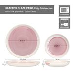 12tlg Tafelservice REACTIVE GLAZE PARIS Creme & Pink aus Steingut_Bild_7