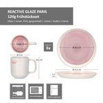 12tlg Frühstücksset REACTIVE GLAZE PARIS Creme & Pink Steingut für 6 Personen_Bild_7
