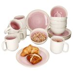 18tlg Frühstücksset REACTIVE GLAZE PARIS Creme & Pink Steingut für 6 Personen_Bild_1