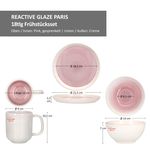 18tlg Frühstücksset REACTIVE GLAZE PARIS Creme & Pink Steingut für 6 Personen_Bild_7