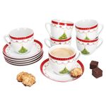 6er Set Weihnachtstraum Kaffeetasse mit Untertasse aus Porzellan_Bild_1