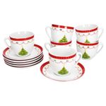 6er Set Weihnachtstraum Kaffeetasse mit Untertasse aus Porzellan_Bild_2