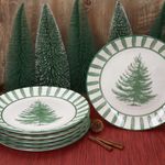 6er Set Wald grün Speiseteller Steingut für 6 Personen - 23105876_Bild_3