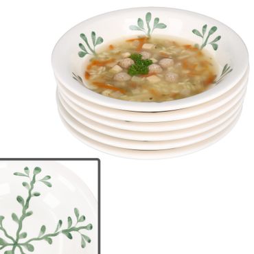 6er Set Wald grün Suppenteller Steingut für 6 Personen - 23105888_Bild_1